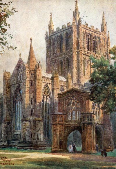 Hereford, North Transept (farve litho) af William Wiehe Collins