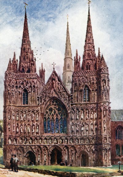 Lichfield, vestfronten (farve litho) af William Wiehe Collins