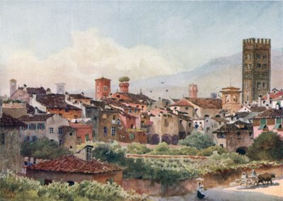 Lucca. Fra bymurene (farve litho) af William Wiehe Collins