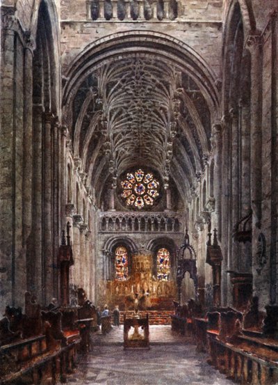 Oxford, Christchurch. Skibets indre (farve litho) af William Wiehe Collins