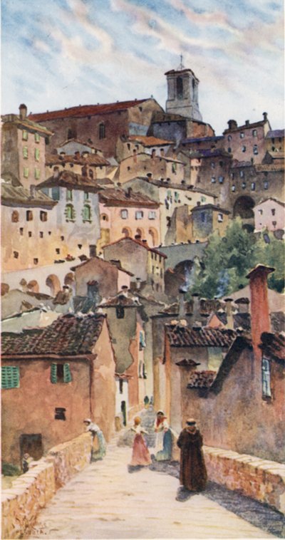 Perugia. Katedralen og den gamle bydel (farve litho) af William Wiehe Collins