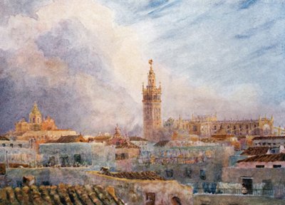 Sevilla, udsigt over byen (farve litho) af William Wiehe Collins