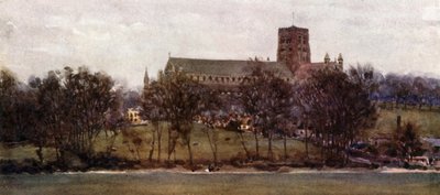 St. Albans fra Murene i Old Verulam (farve litho) af William Wiehe Collins