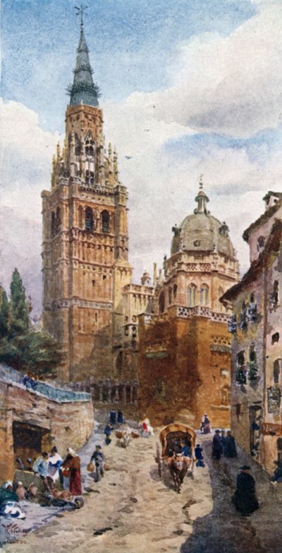 Toledo, katedralen (farve litho) af William Wiehe Collins