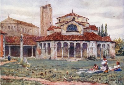 Torcello. Sta Fosca og katedralen (farve litho) af William Wiehe Collins