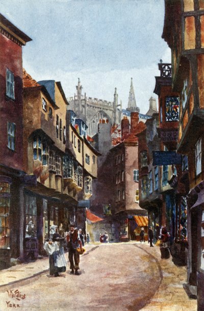 York, Stonegate (farve litho) af William Wiehe Collins