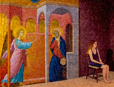 Annunciation with Seated Girl, 2020 (olie på lærred) af William Wilkins