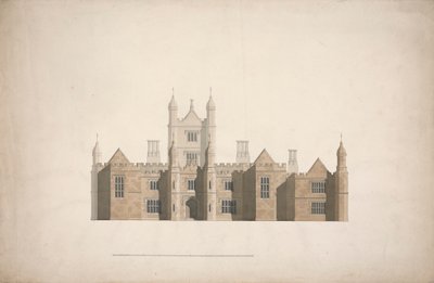 Forhøjelse af et foreslået design for Cambridge Colleges af William Wilkins