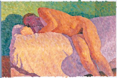 Nøgen med ansigt i skygge, 2000 (Olie på lærred) af William Wilkins