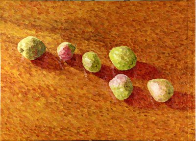Still Life, Black Worcesters, 2013 (olie på lærred) af William Wilkins
