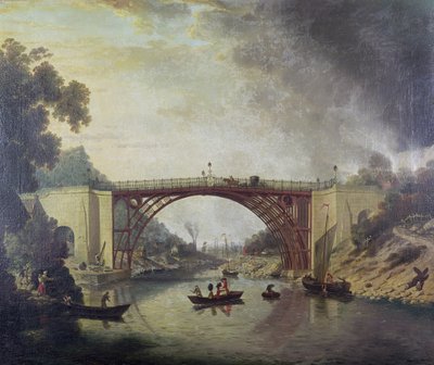 Cast Iron Bridge nær Coalbrookdale, ca. 1780 af William Williams