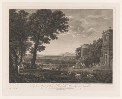 Landskab med Faderen til Psyche, der ofrer foran Apollontemplet Apollontemplet (titel på objekt) af William Woollett