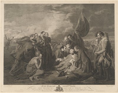 General Wolfes død af William Woollett after Benjamin West