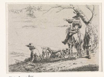 Tre jægere med hunde af William Young Ottley