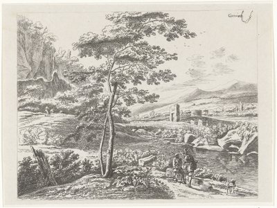 Landskab med en pilgrim og en hyrde af William Young Ottley