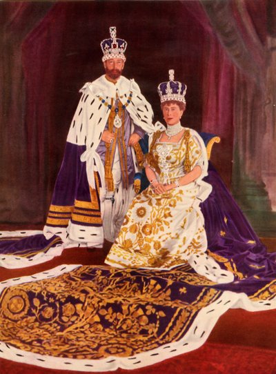 Deres Majestæter Kong George V og Dronning Mary i deres kroningsdragter, 1911, 1951. af William and Daniel Downey