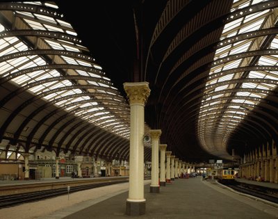 Udsigt over York Central Station designet af arkitekterne William Peachy og Thomas Prosser (1800-tallet). 1870-1877 England af William and Prosser Thomas Peachy