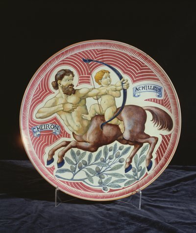 Oplader forestillende Cheiron og Achilleus (keramik) af William de Morgan