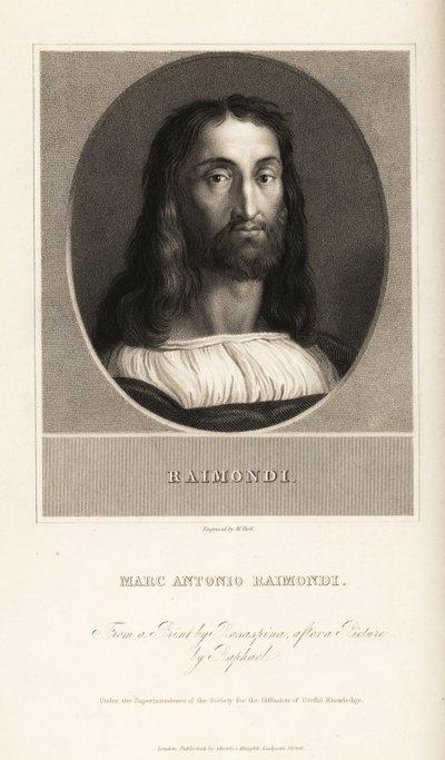 Portræt af Marcantonio Raimondi, italiensk gravør, ca. 1470-1534 af William the Younger Holl