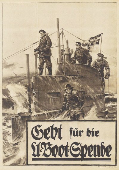 Giv til ubådsdonationen. Plakat, 1917 af Willy Stöwer