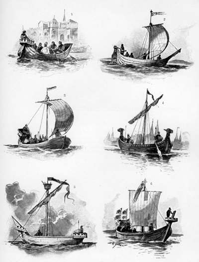 Skibe fra Hanseforbundet i det 14. og 15. århundrede, 1903. af Willy Stöwer