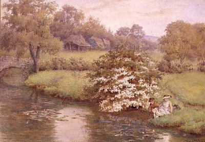Børn leger ved en strøm af Wilmot R.W.S. Pilsbury