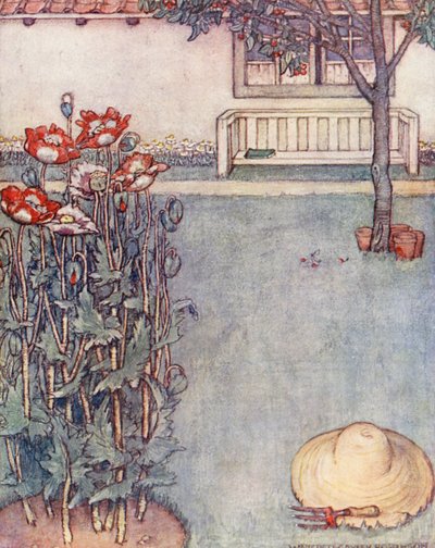 Børnenes bog om havearbejde: Valmuer (farvelitografi) af Winifred Cayley Robinson