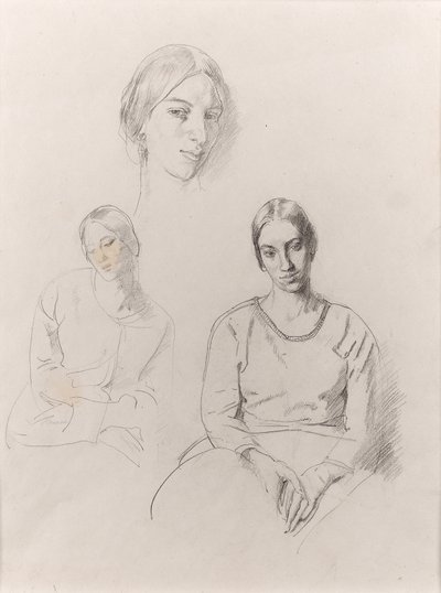 Selvportræt (blyant på papir) af Winifred Knights