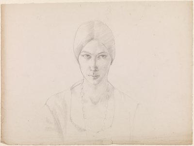 Selvportræt (blyant på papir) af Winifred Knights