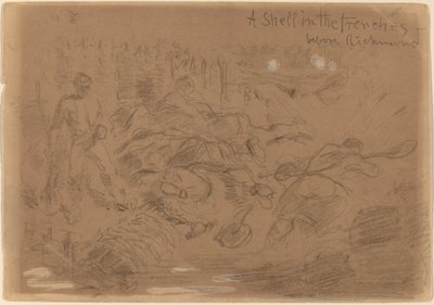 A Shell in the Trenches before Richmond [recto], 1862. af Winslow Homer