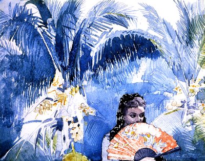 En spansk pige med en fan af Winslow Homer