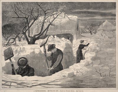 A Winter Morning, - Shoveling Out, 1871. af Winslow Homer