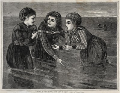 Badning ved Long Branch, - Oh, Aint it Cold!, 1871. af Winslow Homer