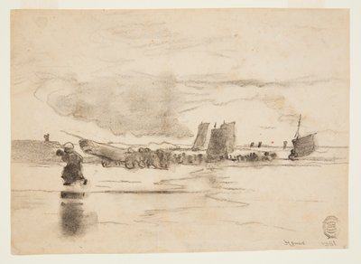 Strand ved lavvande, Cullercoats, England af Winslow Homer