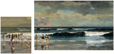 Strandscene amp; På stranden af Winslow Homer