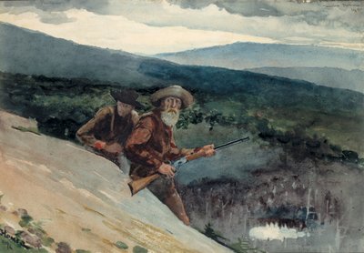 Bjørnejagt, Prospect Rock, 1892. af Winslow Homer