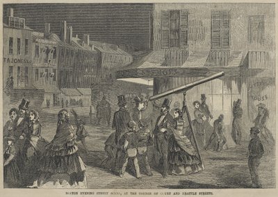 Boston Evening Street Scene, på hjørnet af Court og Brattle Streets af Winslow Homer