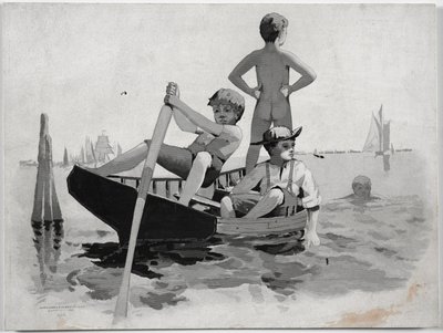 Svømning for drenge, Gloucester Harbor af Winslow Homer
