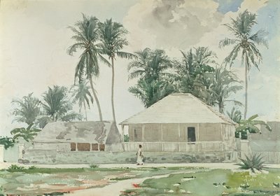 Cabins, Nassau, 1885 (wc og blyant på papir) af Winslow Homer