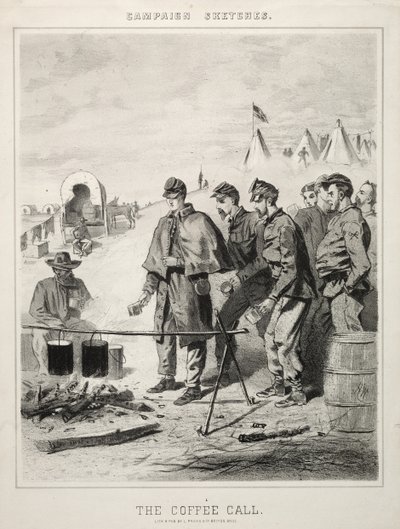 Kampagneskitser: The Coffee Call, 1863. af Winslow Homer