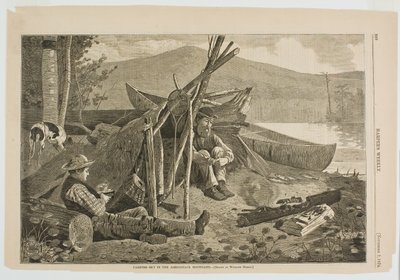 Camping i Adirondack-bjergene af Winslow Homer