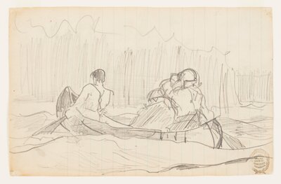 Kano med tre mænd af Winslow Homer