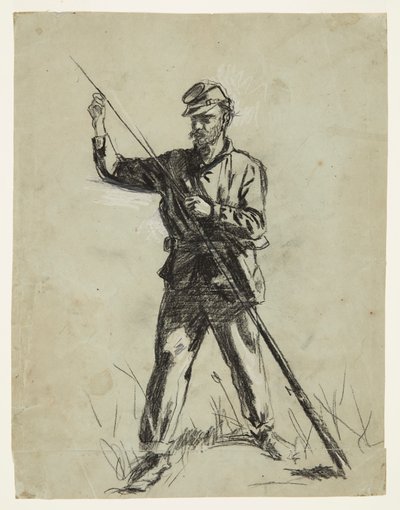 Kavalerisoldat læsser en riffel af Winslow Homer