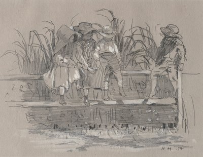 Børn, der sidder på et hegn af Winslow Homer