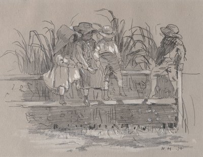 Børn, der sidder på et hegn af Winslow Homer