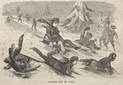 Coasting Out of Doors, 1857. af Winslow Homer