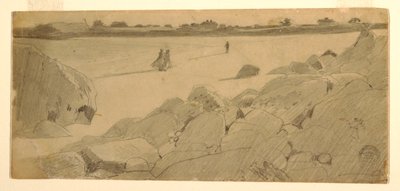 Tegning, stranden ved Marshfield, 1869-74 af Winslow Homer