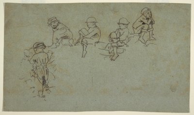 Tegning, Fem skitser af unge drenge, ca. 1872 af Winslow Homer
