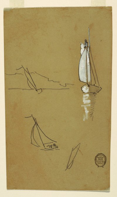 Tegning, Fire skitser af slupper, 1880 af Winslow Homer