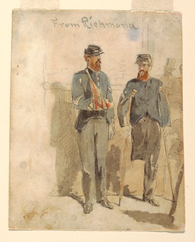 Tegning, "Fra Richmond"; To sårede soldater, 1862 af Winslow Homer